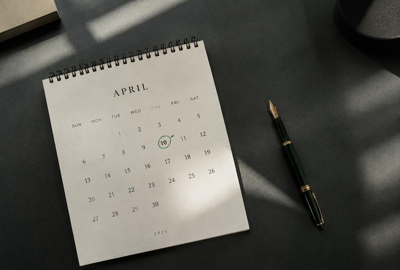 A calendar with a future date circled in green